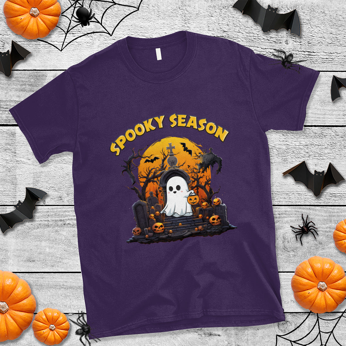 Halloween T Shirt Spooky Season Ghost Boo Scary Night Halloween Costume - Wonder Print Shop