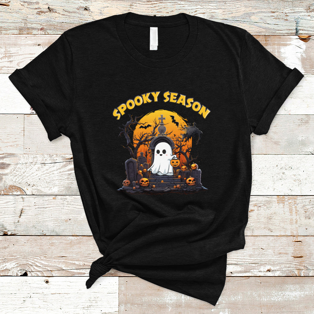 Halloween T Shirt Spooky Season Ghost Boo Scary Night Halloween Costume - Wonder Print Shop