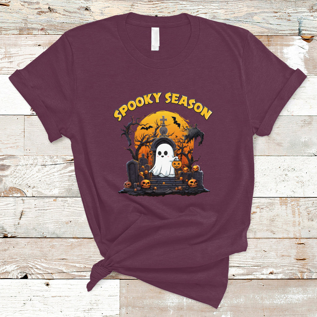 Halloween T Shirt Spooky Season Ghost Boo Scary Night Halloween Costume - Wonder Print Shop