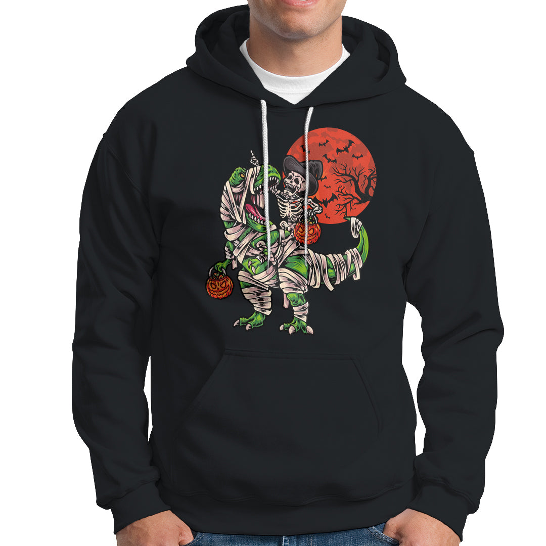 Halloween Hoodie Halloween Skeleton Riding Dinosaur Funny Scary Pumpkin - Wonder Print Shop