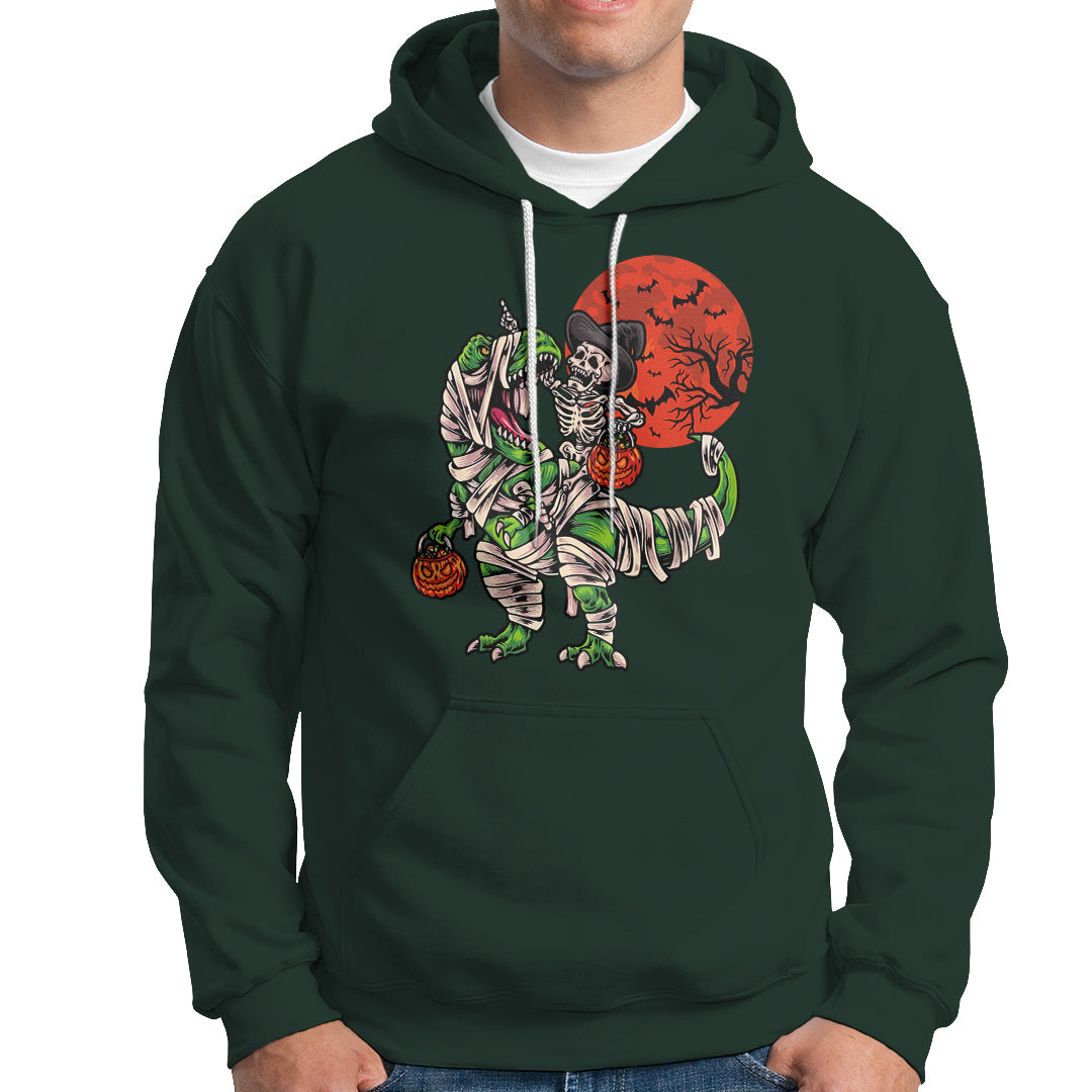 Halloween Hoodie Halloween Skeleton Riding Dinosaur Funny Scary Pumpkin - Wonder Print Shop