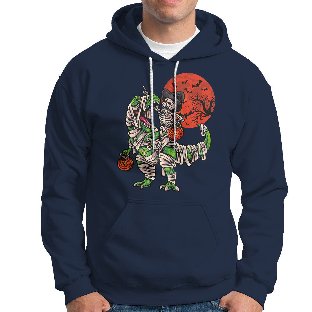 Halloween Hoodie Halloween Skeleton Riding Dinosaur Funny Scary Pumpkin - Wonder Print Shop