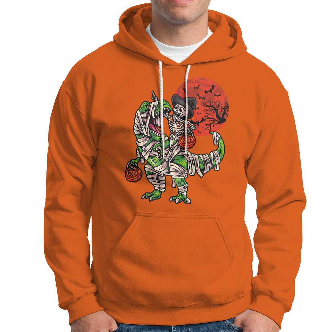 Halloween Hoodie Halloween Skeleton Riding Dinosaur Funny Scary Pumpkin - Wonder Print Shop