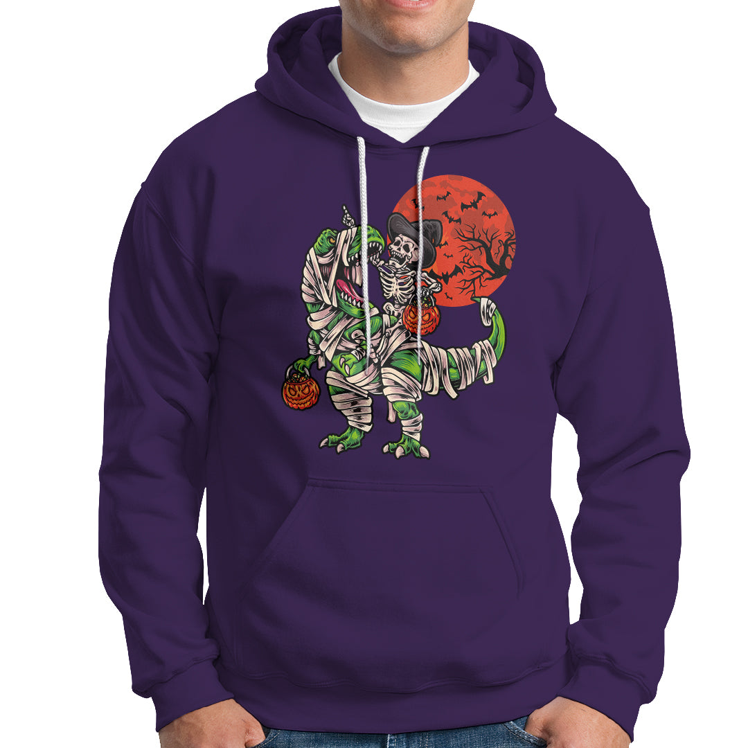 Halloween Hoodie Halloween Skeleton Riding Dinosaur Funny Scary Pumpkin - Wonder Print Shop
