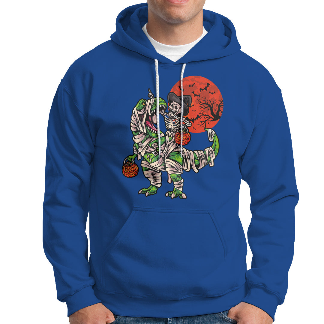 Halloween Hoodie Halloween Skeleton Riding Dinosaur Funny Scary Pumpkin - Wonder Print Shop