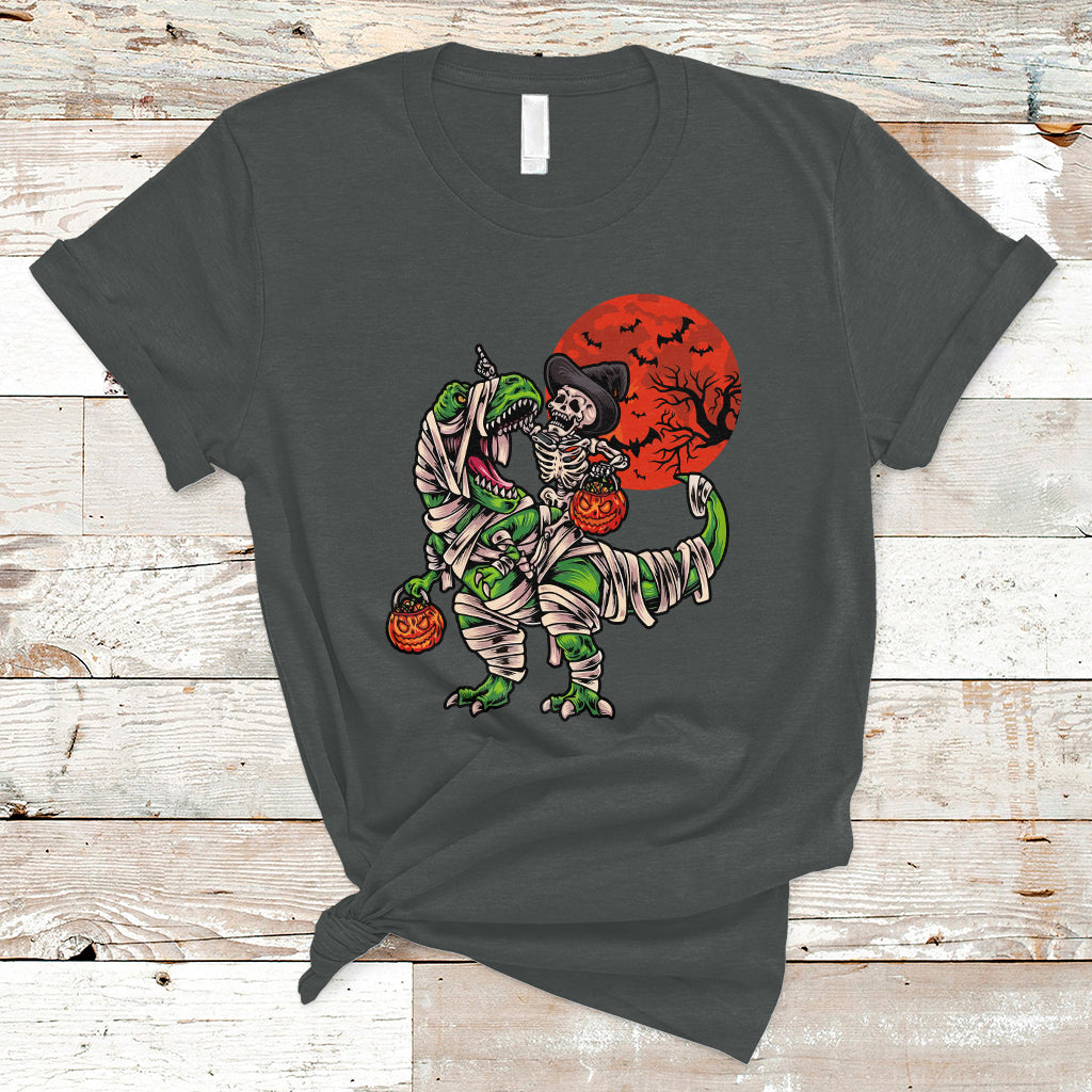 Halloween T Shirt Halloween Skeleton Riding Dinosaur Funny Scary Pumpkin - Wonder Print Shop
