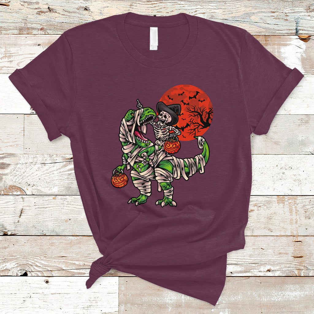 Halloween T Shirt Halloween Skeleton Riding Dinosaur Funny Scary Pumpkin - Wonder Print Shop