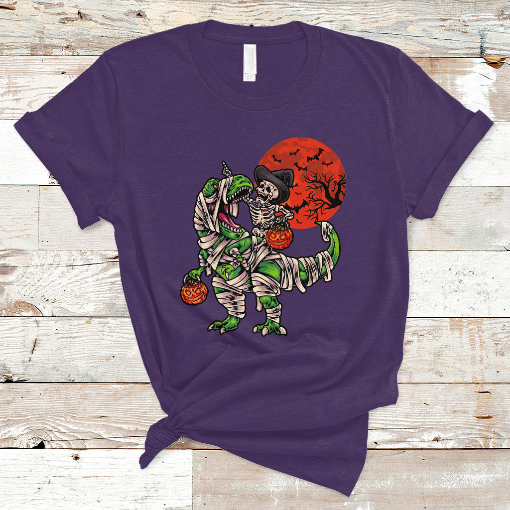 Halloween T Shirt Halloween Skeleton Riding Dinosaur Funny Scary Pumpkin - Wonder Print Shop