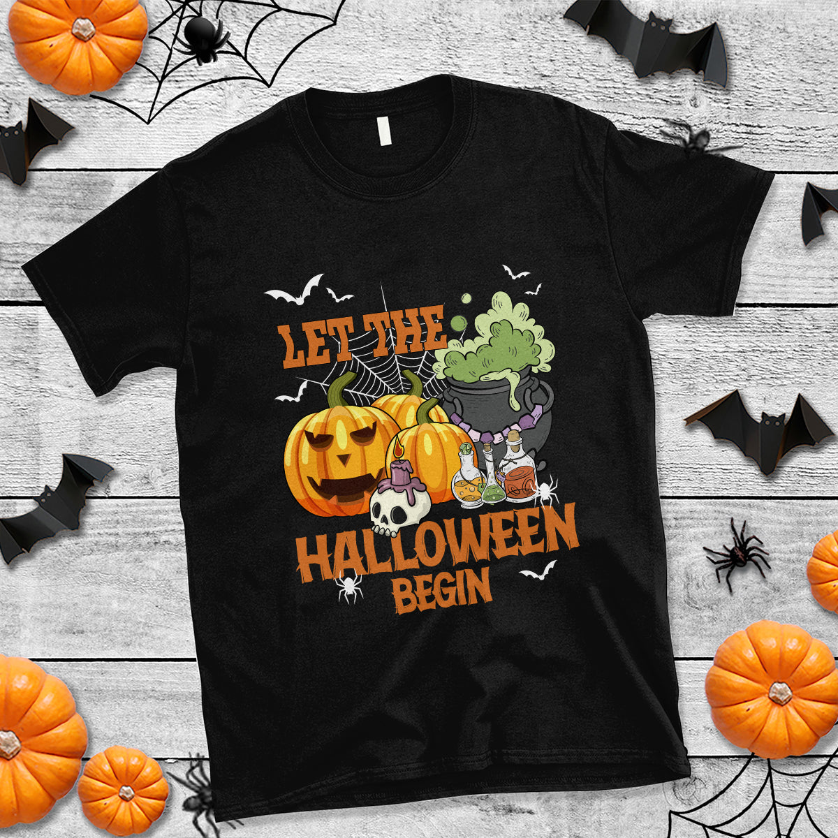 Halloween T Shirt Let The Halloween Begin Scary Pumpkin Halloween Costume - Wonder Print Shop