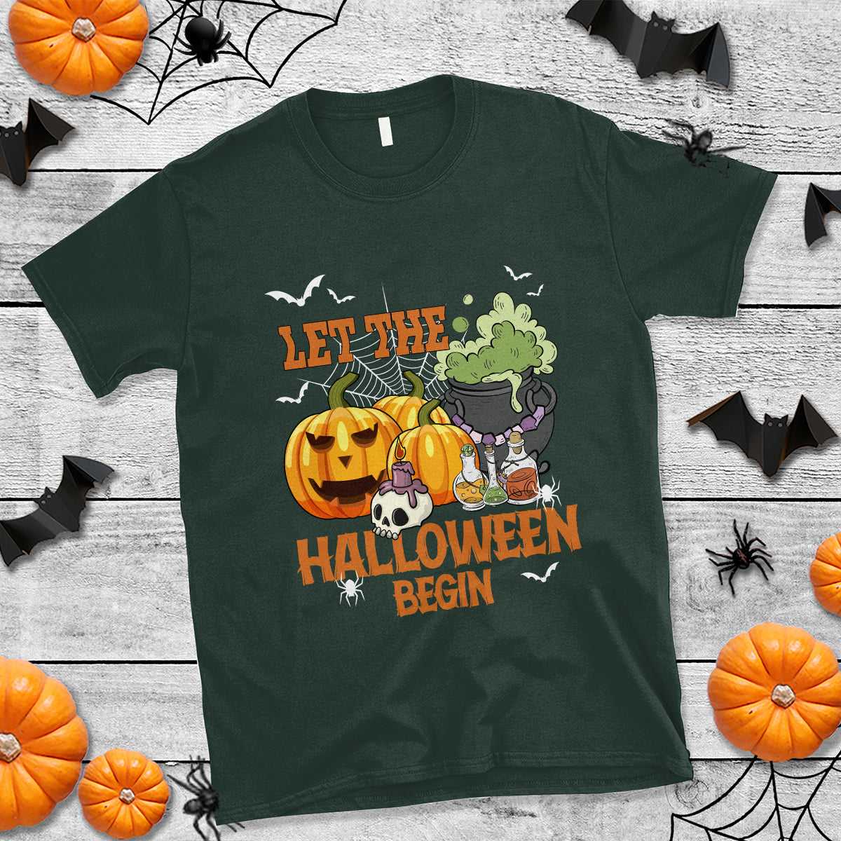 Halloween T Shirt Let The Halloween Begin Scary Pumpkin Halloween Costume - Wonder Print Shop