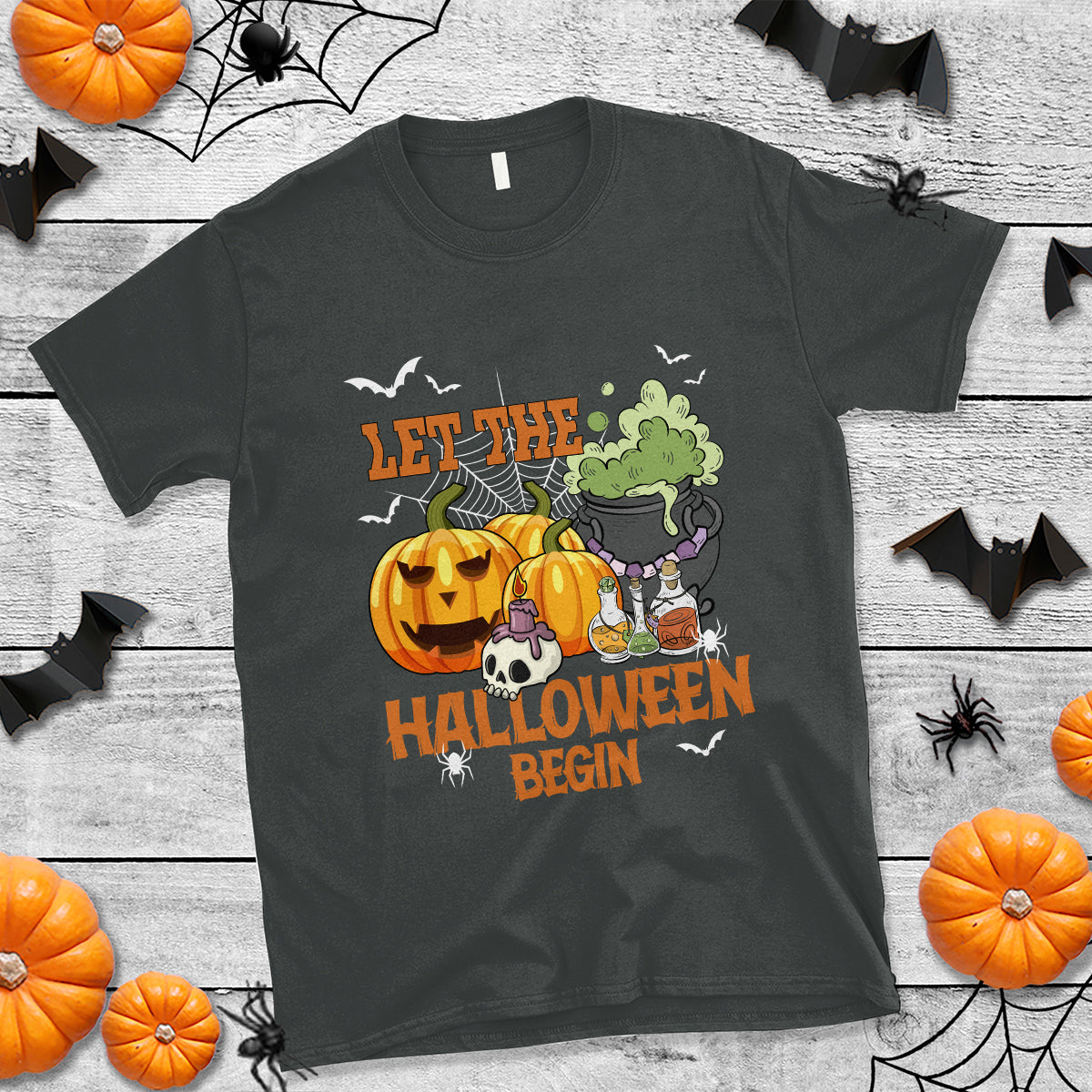 Halloween T Shirt Let The Halloween Begin Scary Pumpkin Halloween Costume - Wonder Print Shop