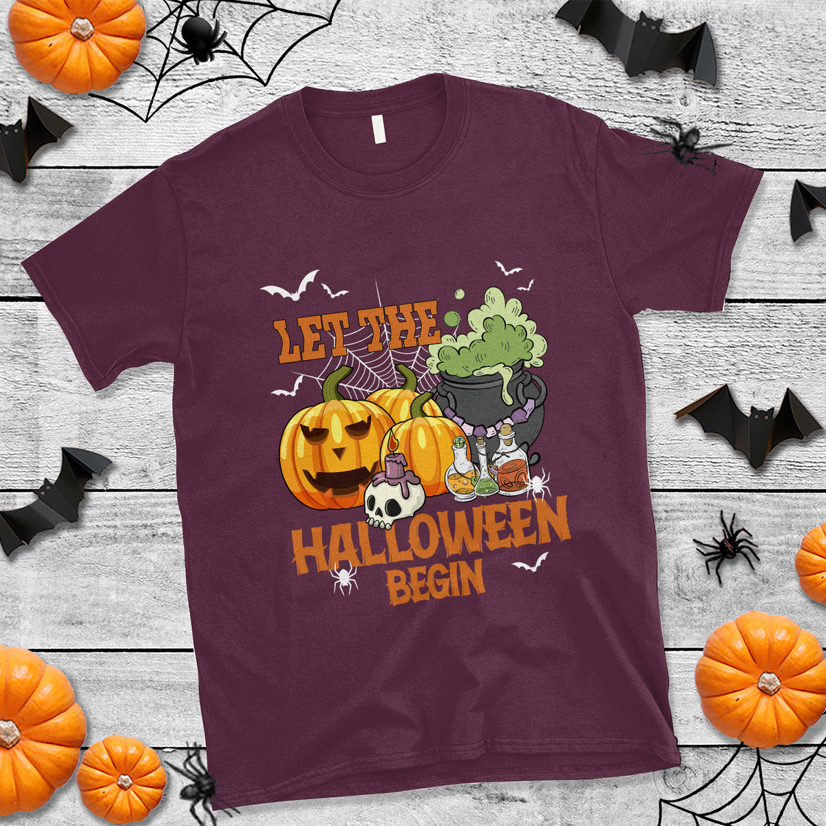 Halloween T Shirt Let The Halloween Begin Scary Pumpkin Halloween Costume - Wonder Print Shop