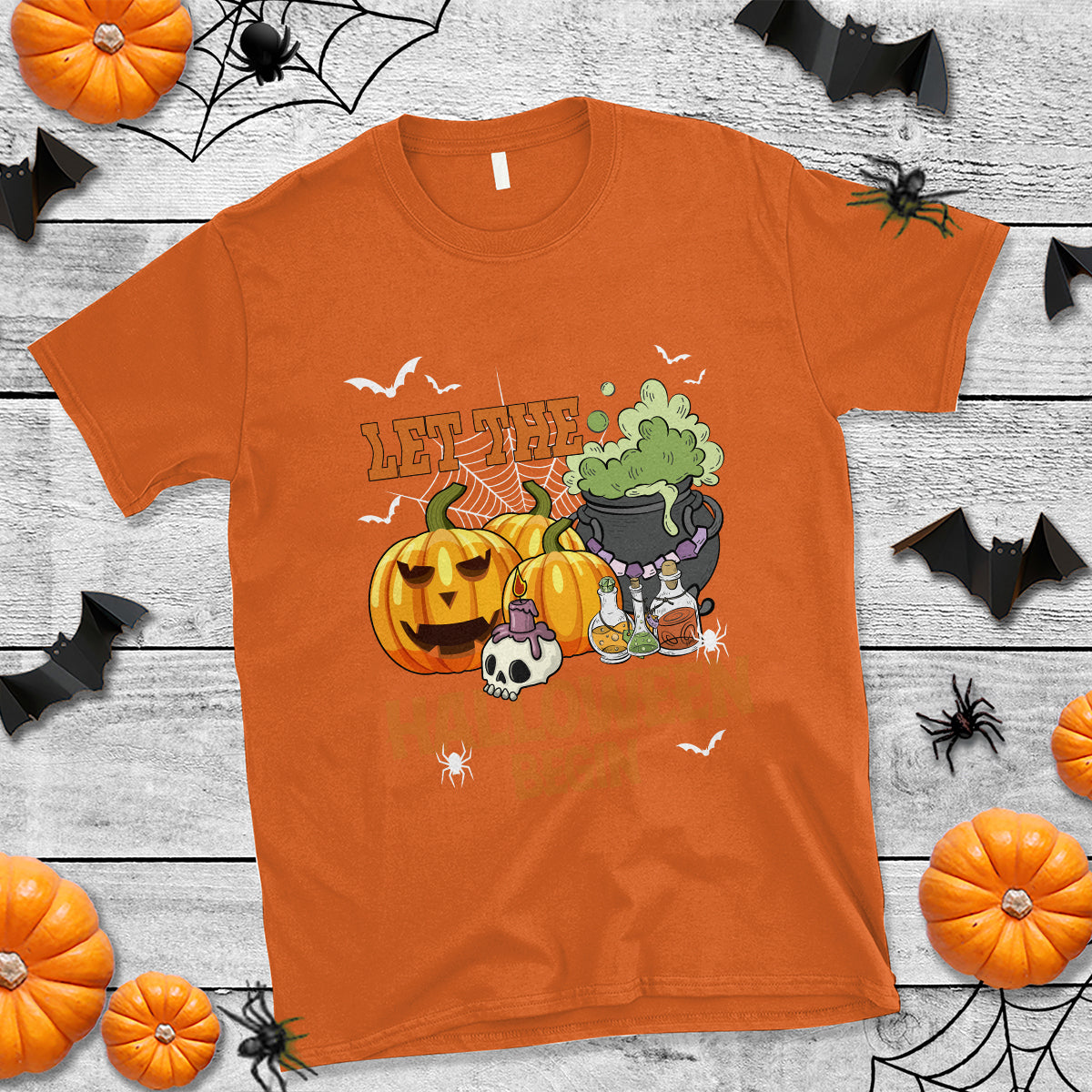Halloween T Shirt Let The Halloween Begin Scary Pumpkin Halloween Costume - Wonder Print Shop