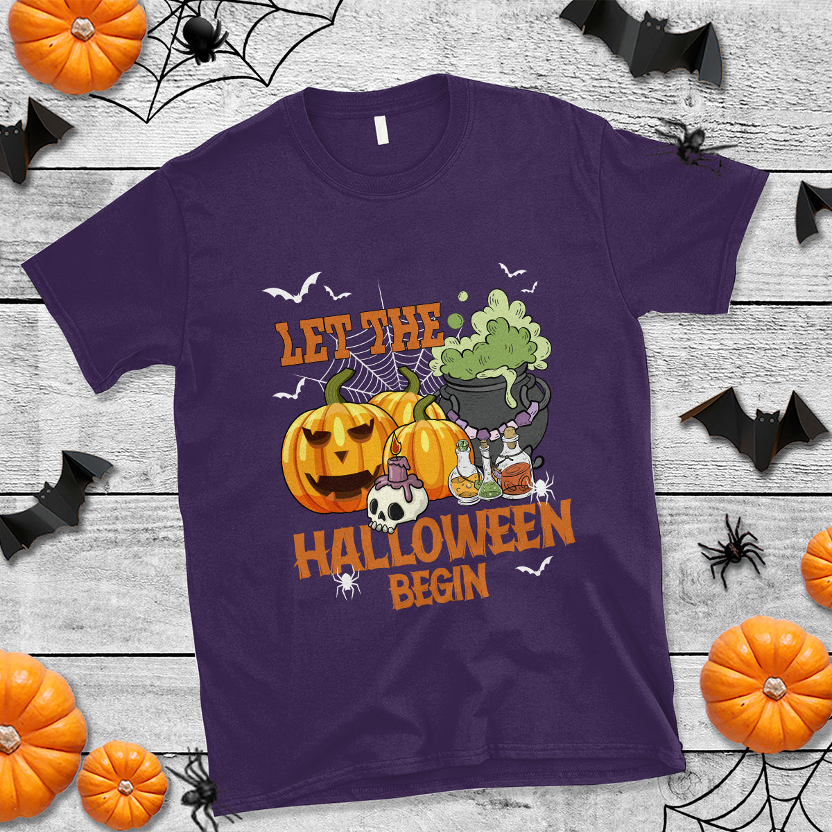 Halloween T Shirt Let The Halloween Begin Scary Pumpkin Halloween Costume - Wonder Print Shop