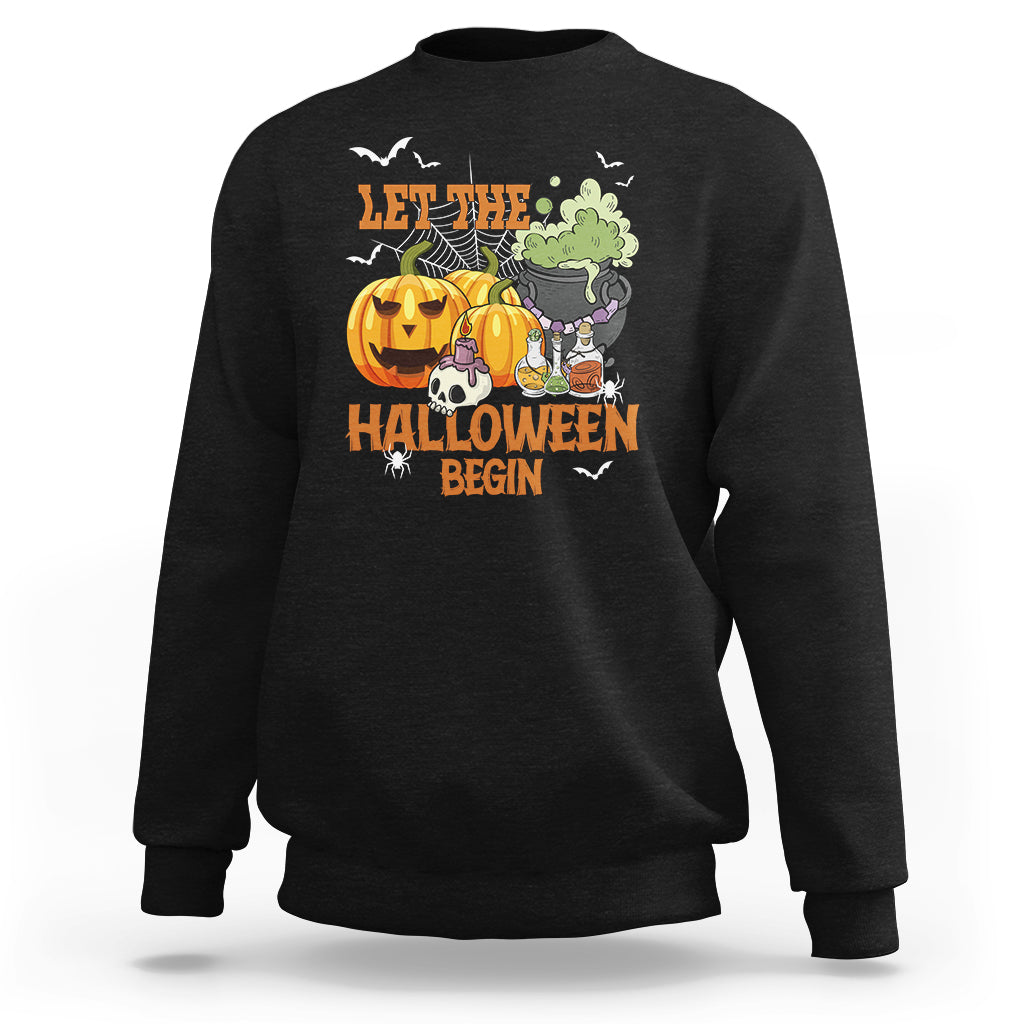 Halloween Sweatshirt Let The Halloween Begin Scary Pumpkin Halloween Costume - Wonder Print Shop