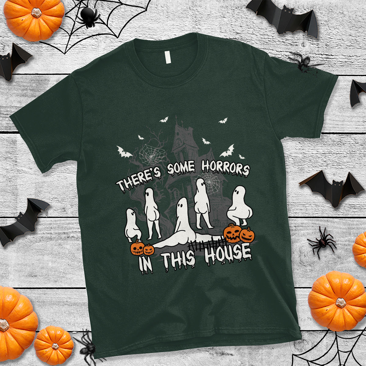 Halloween T Shirt There's Some Horrors In This House Ghosts Pumpkin Halloween - Wonder Print Shop