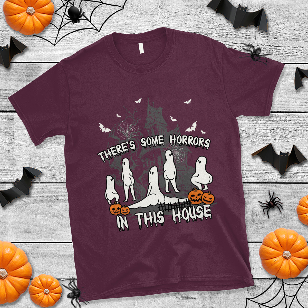 Halloween T Shirt There's Some Horrors In This House Ghosts Pumpkin Halloween - Wonder Print Shop