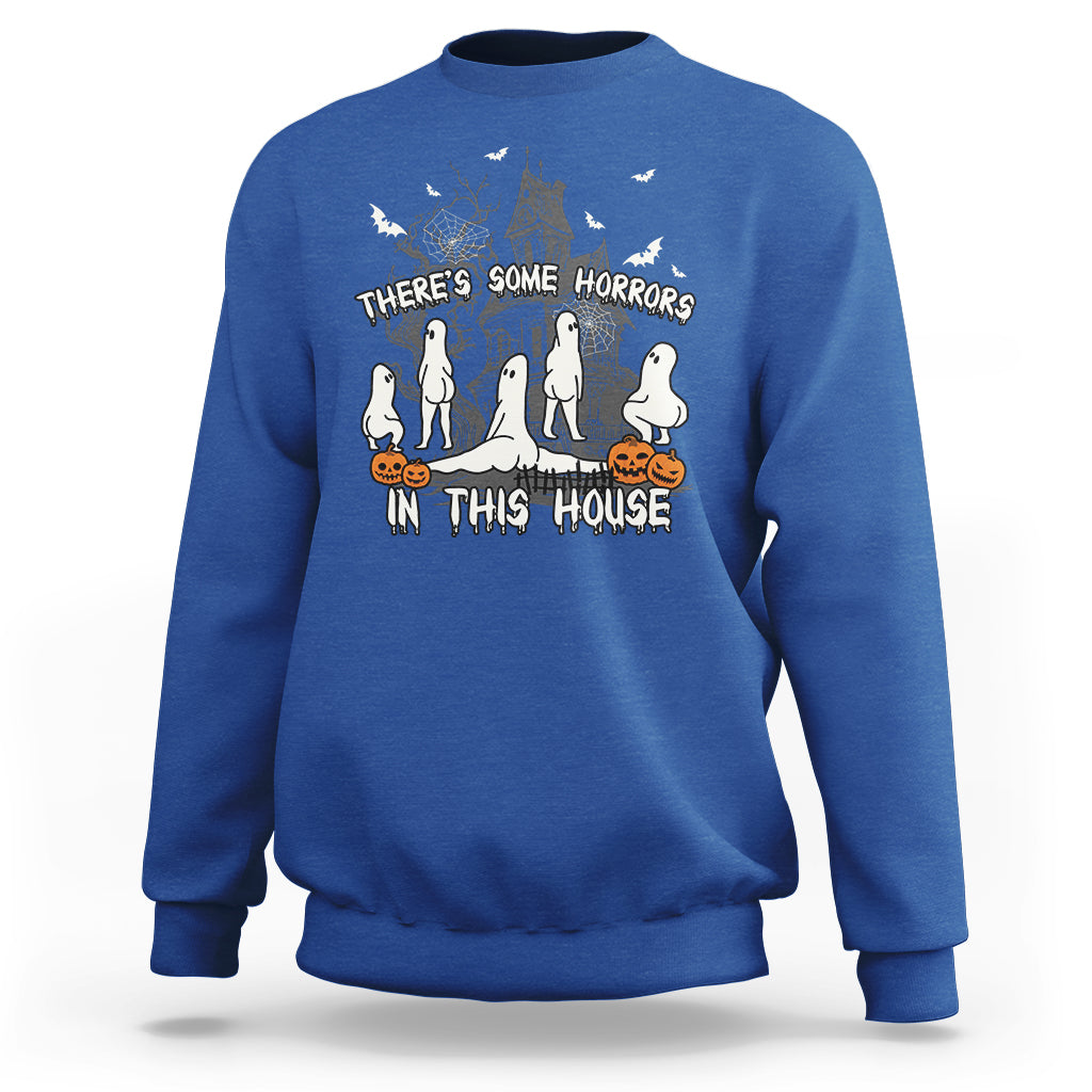 Halloween Sweatshirt There's Some Horrors In This House Ghosts Pumpkin Halloween - Wonder Print Shop