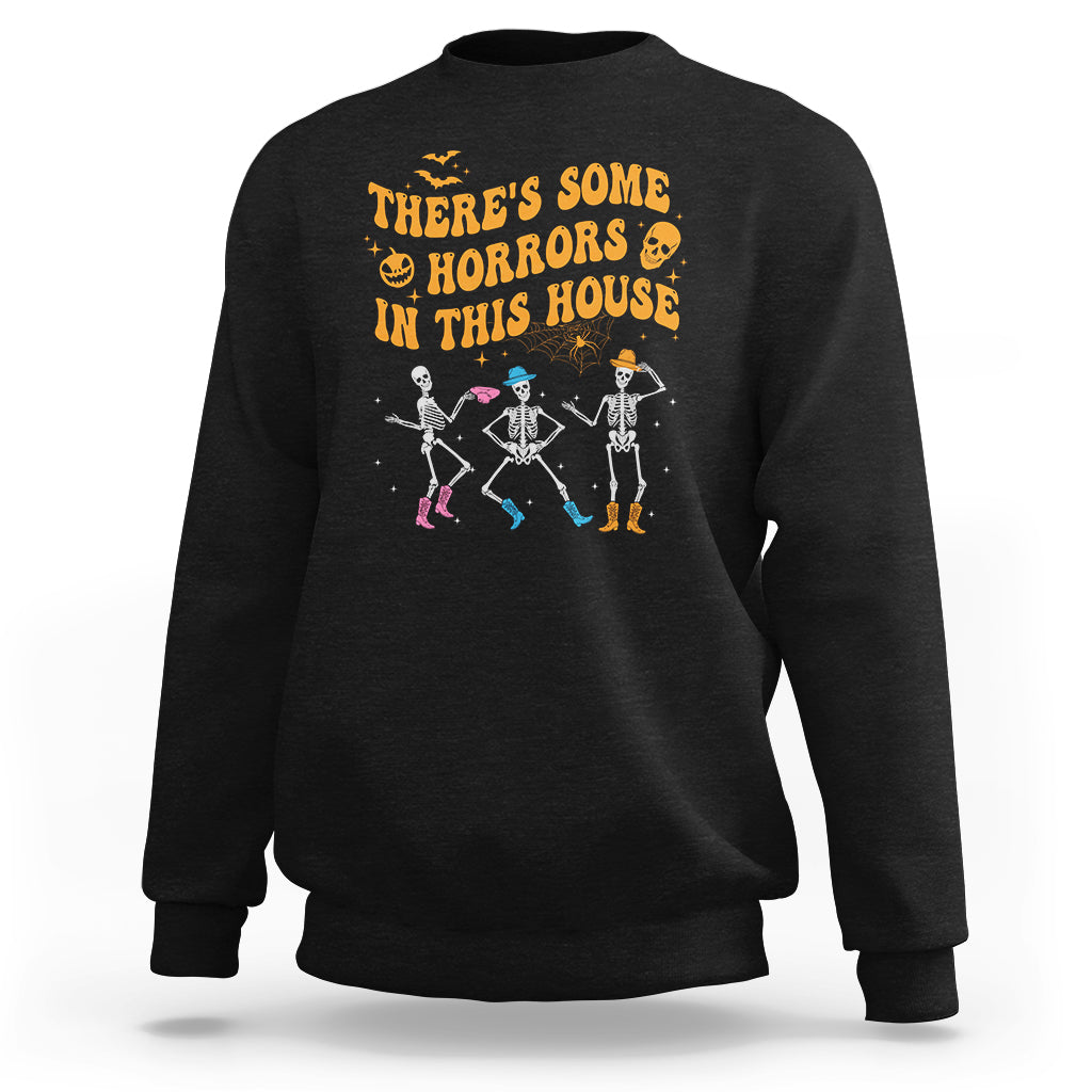 Halloween Sweatshirt There's Some Horrors In This House Spooky Halloween Skeleton - Wonder Print Shop