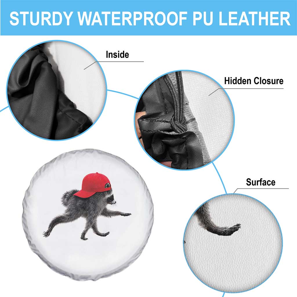 Funny Jimothy Raccoon Wearing Red Cap Graphic Spare Tire Cover Viral Seattle Trash Panda Feral Legend
