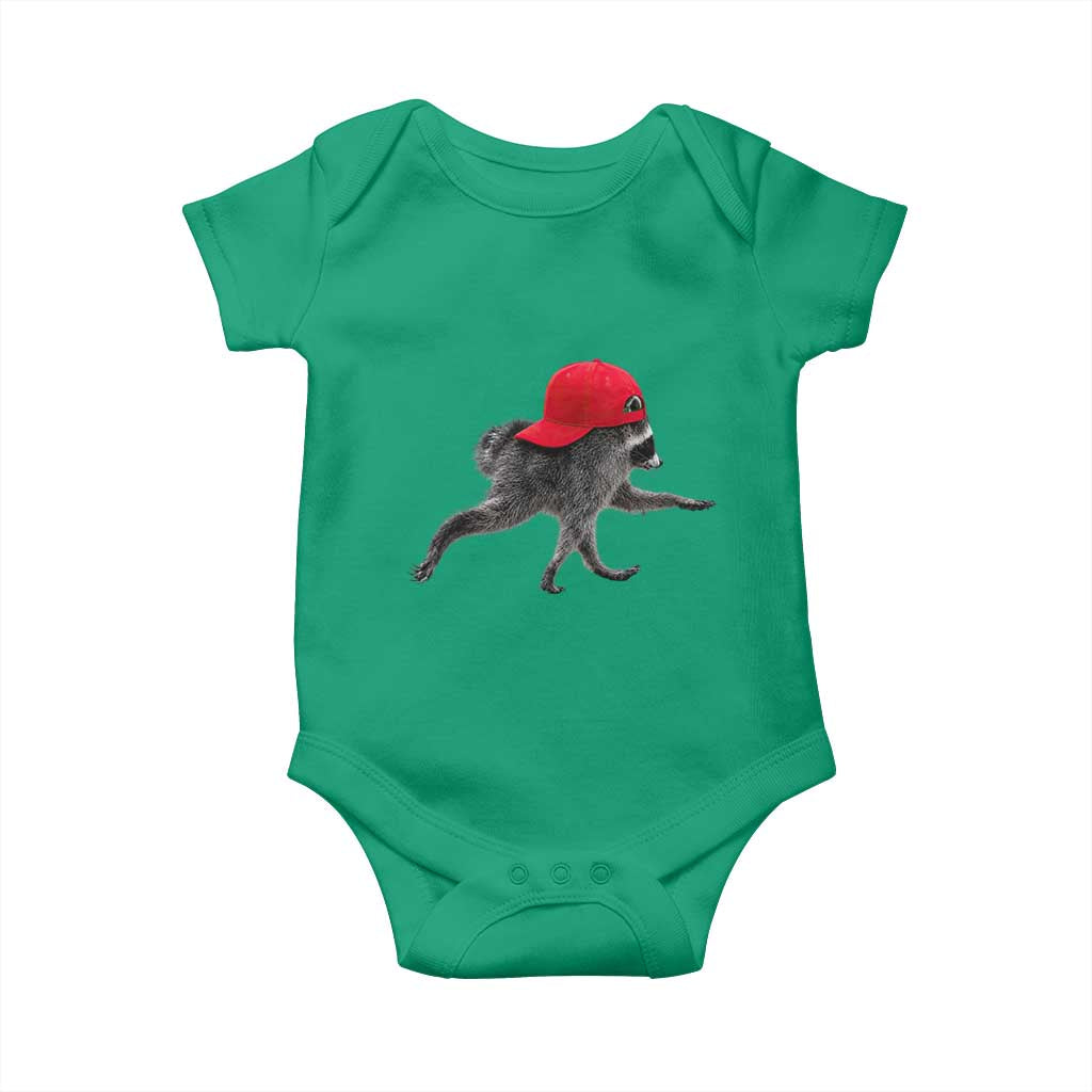 Funny Jimothy Raccoon Wearing Red Cap Graphic Baby Onesie Viral Seattle Trash Panda Feral Legend