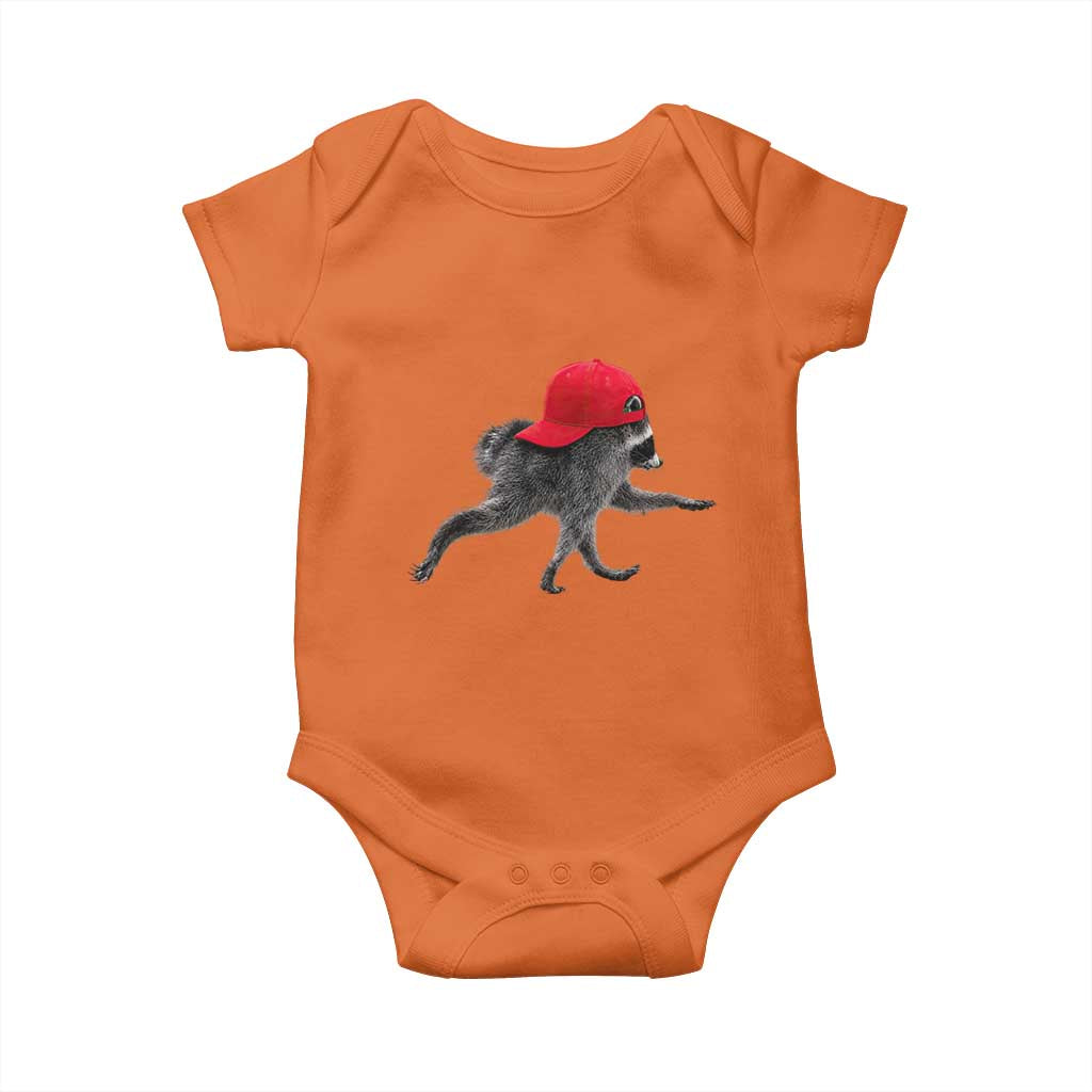 Funny Jimothy Raccoon Wearing Red Cap Graphic Baby Onesie Viral Seattle Trash Panda Feral Legend