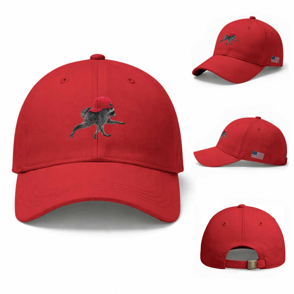 Funny Jimothy Raccoon Wearing Red Cap Graphic Baseball Cap Viral Seattle Trash Panda Feral Legend
