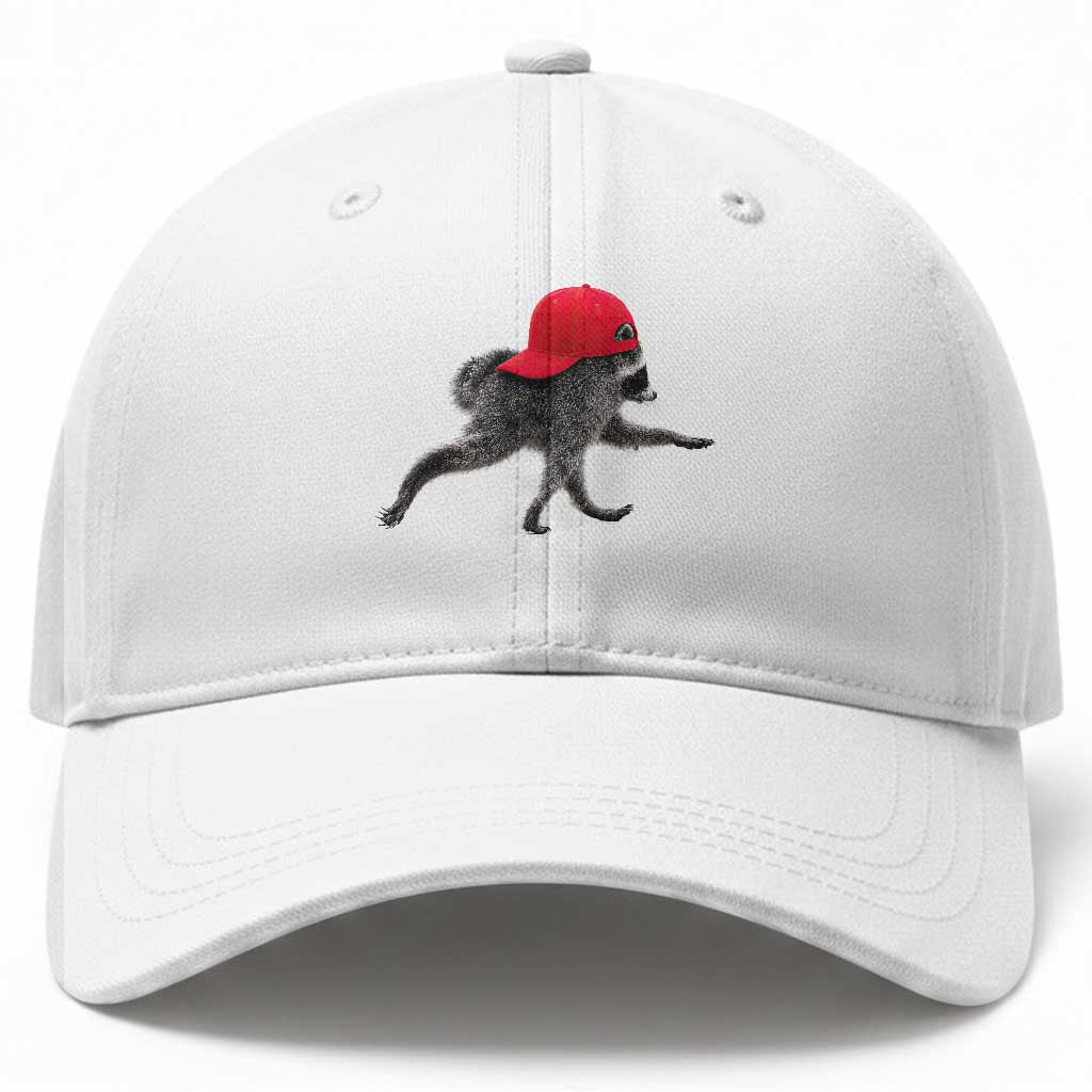 Funny Jimothy Raccoon Wearing Red Cap Graphic Baseball Cap Viral Seattle Trash Panda Feral Legend
