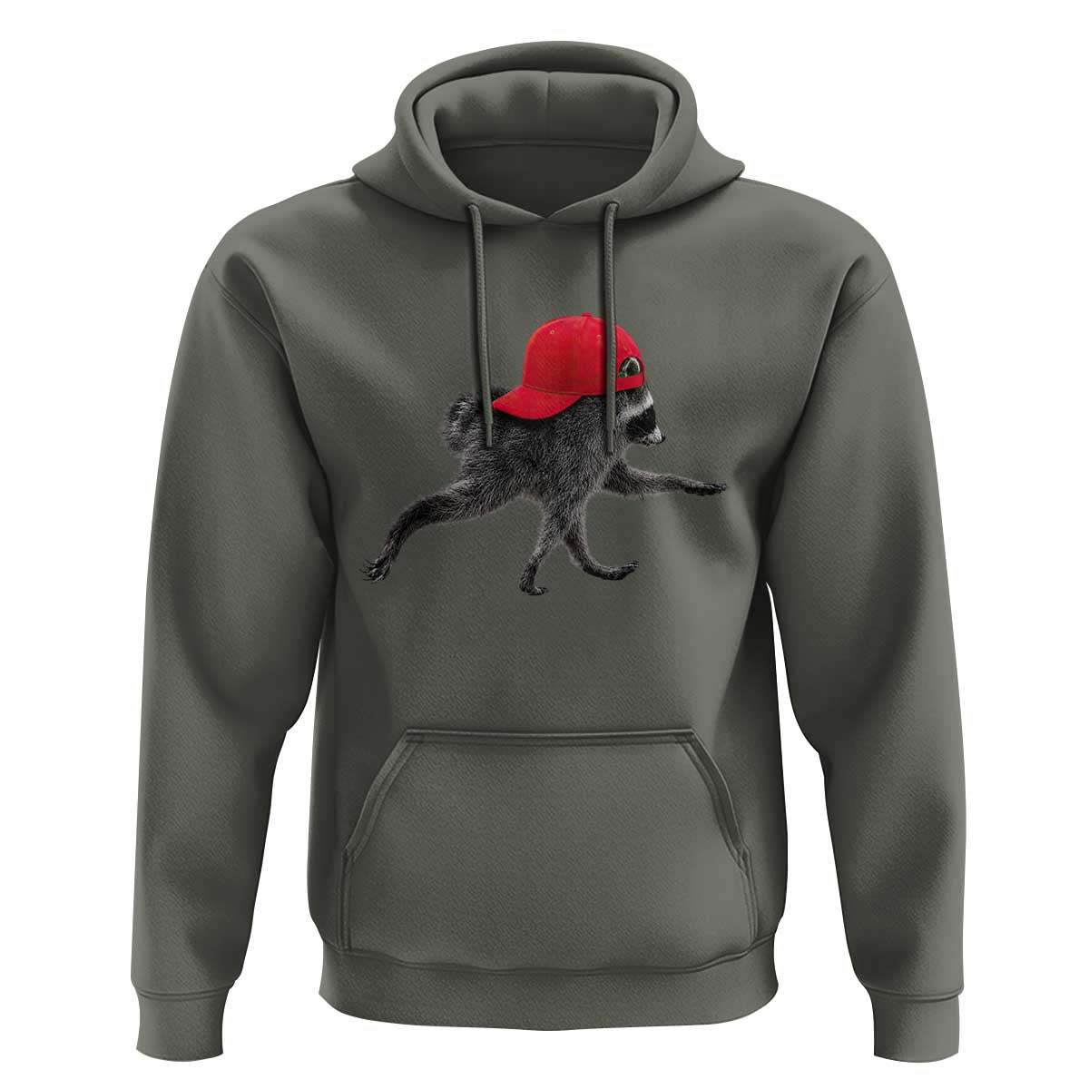 Funny Jimothy Raccoon Wearing Red Cap Graphic Hoodie Viral Seattle Trash Panda Feral Legend