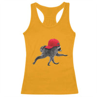 Funny Jimothy Raccoon Wearing Red Cap Graphic Racerback Tank Top Viral Seattle Trash Panda Feral Legend
