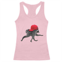 Funny Jimothy Raccoon Wearing Red Cap Graphic Racerback Tank Top Viral Seattle Trash Panda Feral Legend