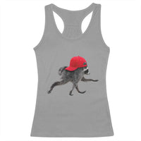 Funny Jimothy Raccoon Wearing Red Cap Graphic Racerback Tank Top Viral Seattle Trash Panda Feral Legend