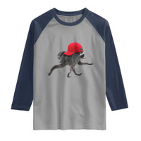 Funny Jimothy Raccoon Wearing Red Cap Graphic Raglan Shirt Viral Seattle Trash Panda Feral Legend