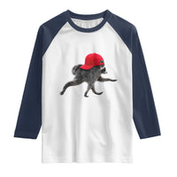 Funny Jimothy Raccoon Wearing Red Cap Graphic Raglan Shirt Viral Seattle Trash Panda Feral Legend