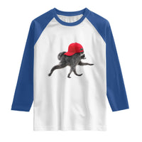 Funny Jimothy Raccoon Wearing Red Cap Graphic Raglan Shirt Viral Seattle Trash Panda Feral Legend