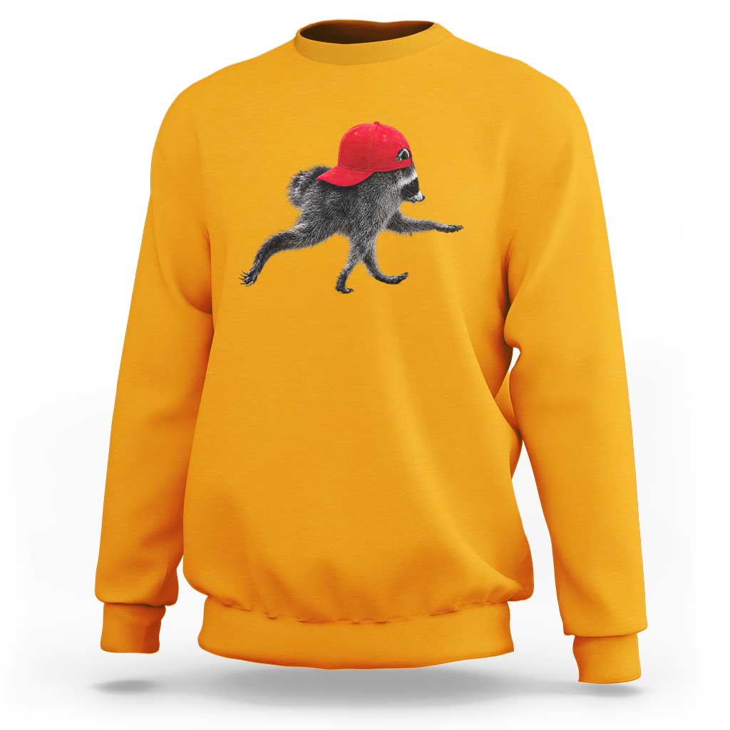 Funny Jimothy Raccoon Wearing Red Cap Graphic Sweatshirt Viral Seattle Trash Panda Feral Legend