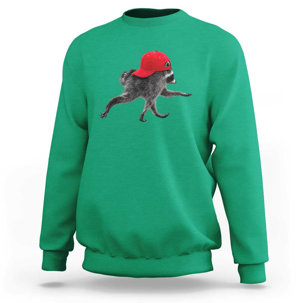 Funny Jimothy Raccoon Wearing Red Cap Graphic Sweatshirt Viral Seattle Trash Panda Feral Legend