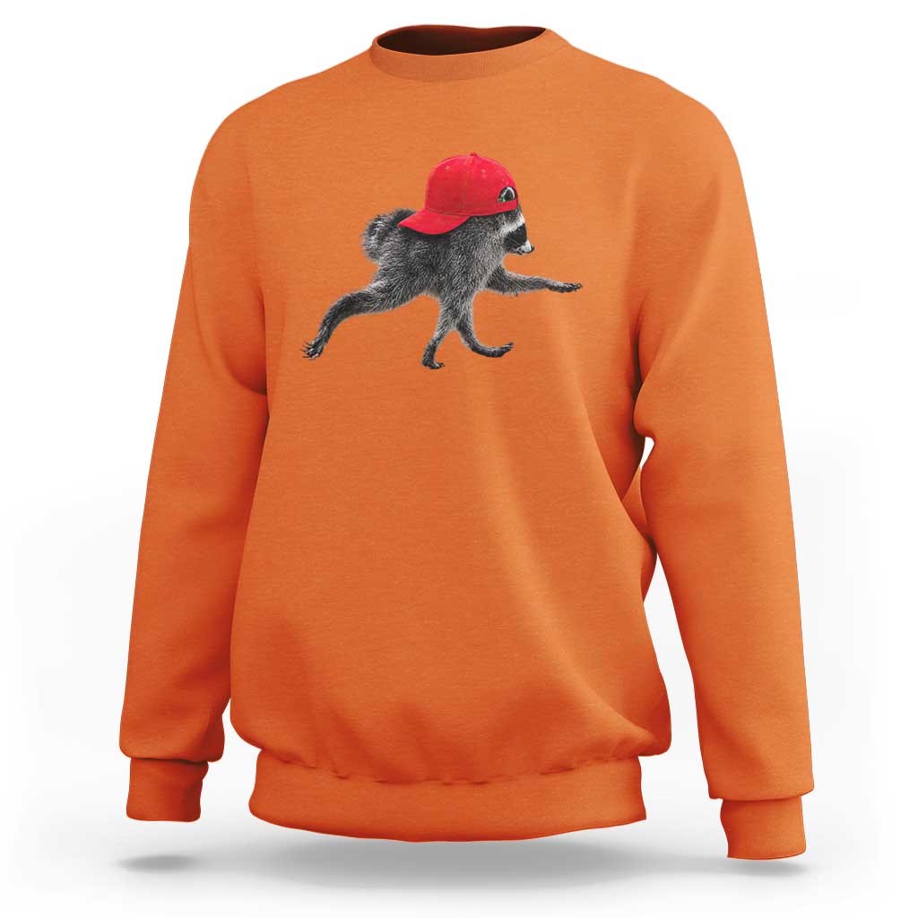 Funny Jimothy Raccoon Wearing Red Cap Graphic Sweatshirt Viral Seattle Trash Panda Feral Legend
