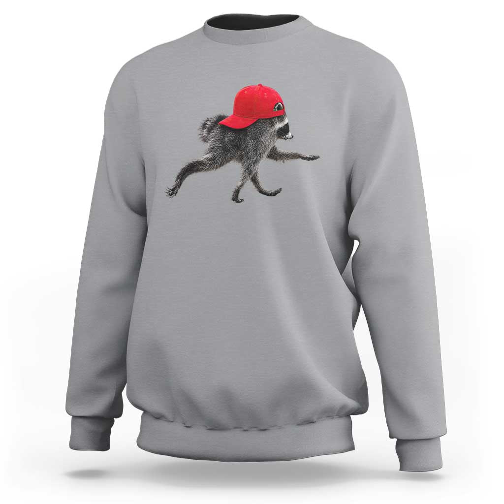 Funny Jimothy Raccoon Wearing Red Cap Graphic Sweatshirt Viral Seattle Trash Panda Feral Legend
