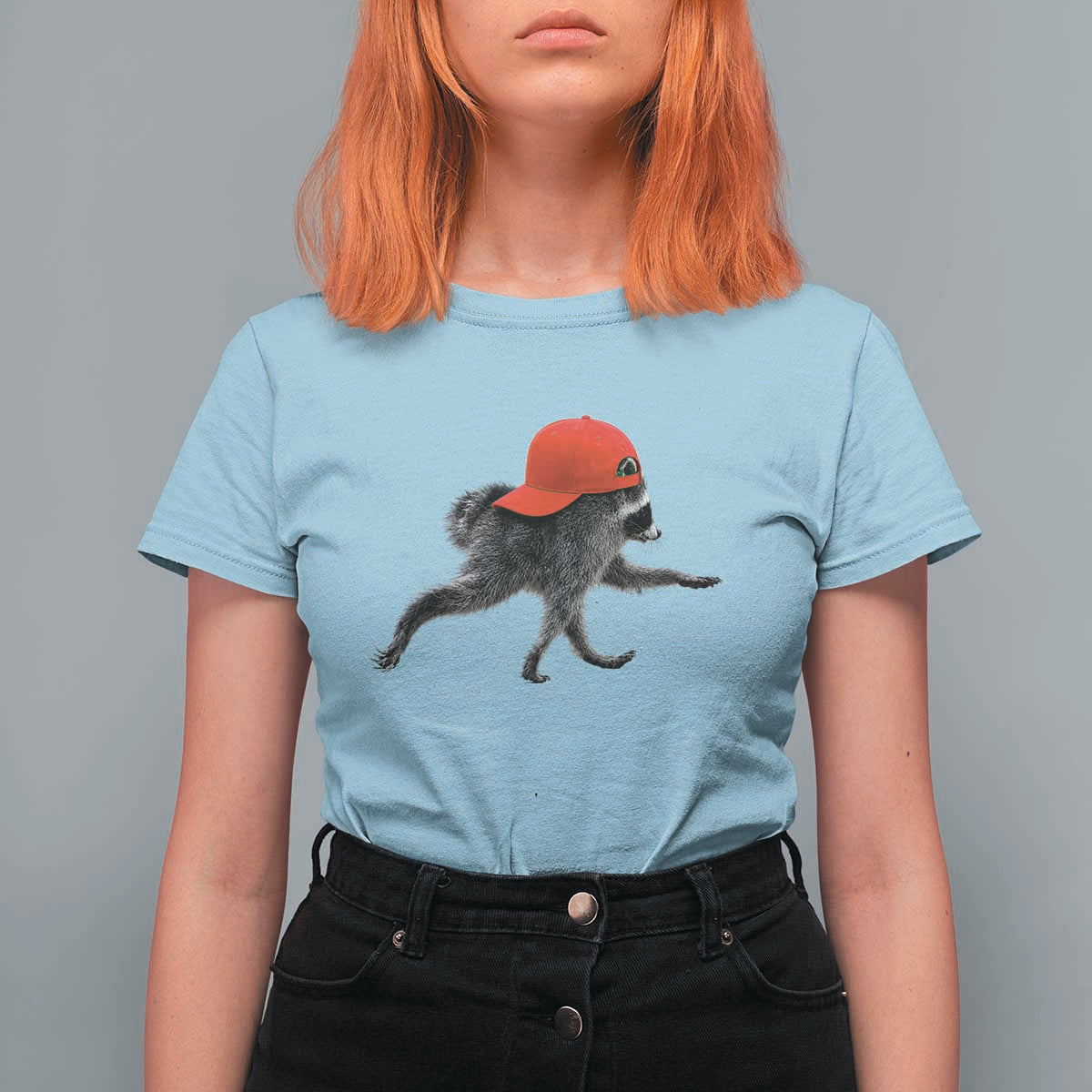 Funny Jimothy Raccoon Wearing Red Cap Graphic T Shirt For Women Viral Seattle Trash Panda Feral Legend