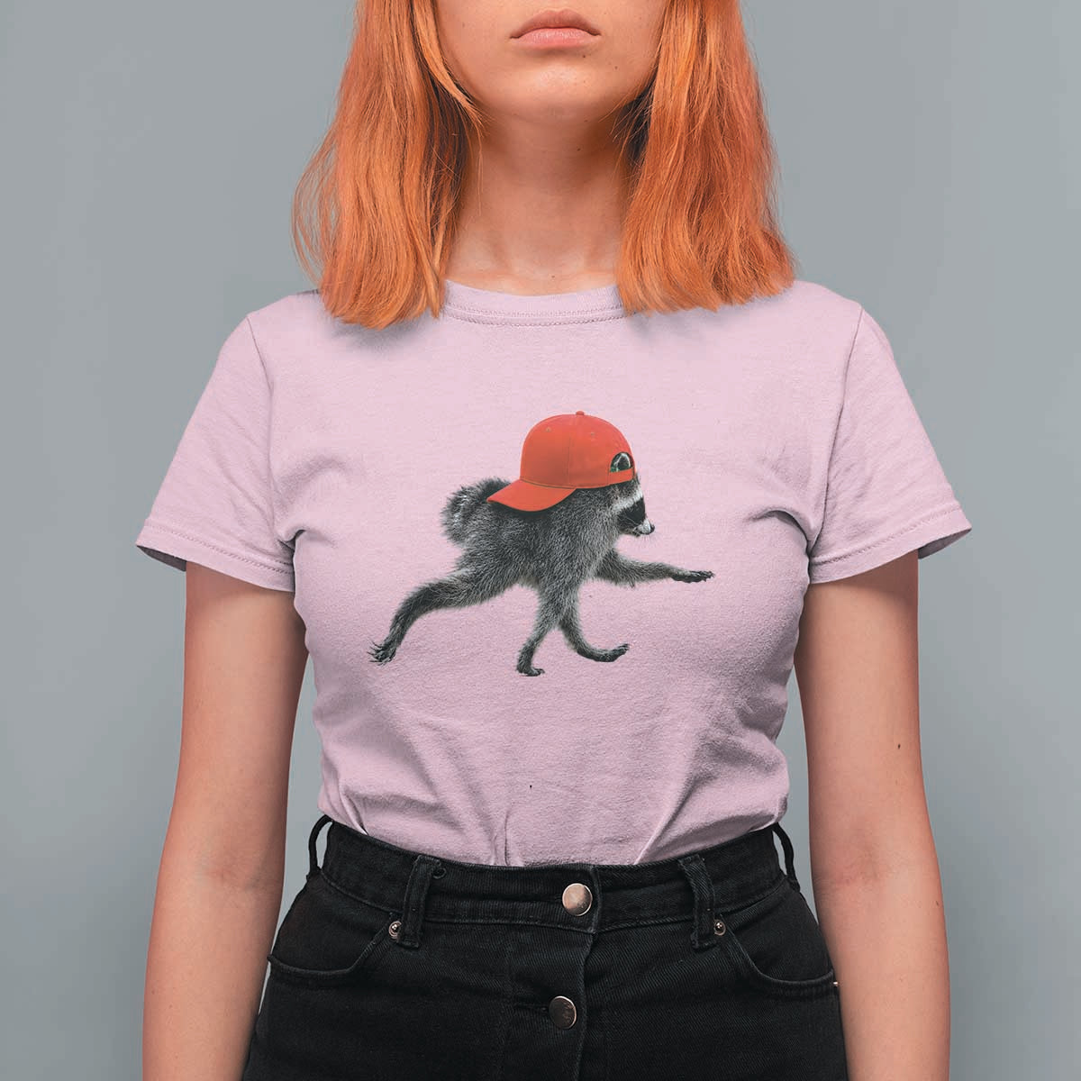 Funny Jimothy Raccoon Wearing Red Cap Graphic T Shirt For Women Viral Seattle Trash Panda Feral Legend