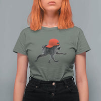Funny Jimothy Raccoon Wearing Red Cap Graphic T Shirt For Women Viral Seattle Trash Panda Feral Legend