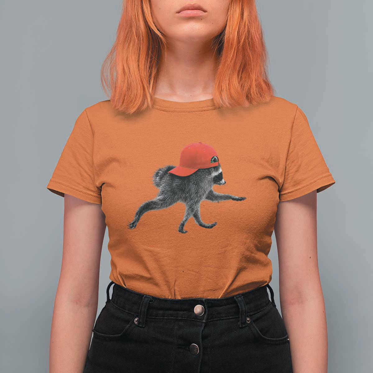 Funny Jimothy Raccoon Wearing Red Cap Graphic T Shirt For Women Viral Seattle Trash Panda Feral Legend