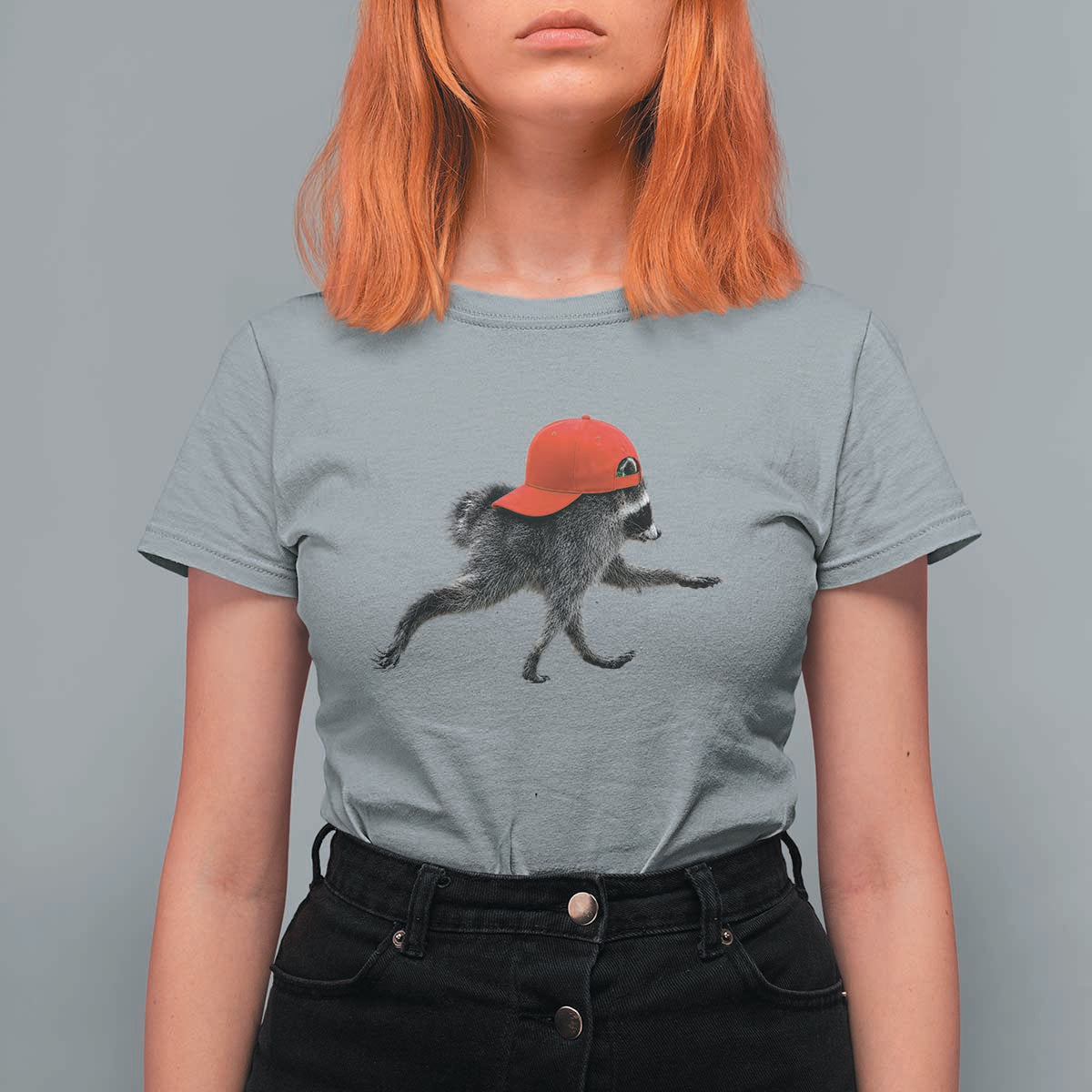 Funny Jimothy Raccoon Wearing Red Cap Graphic T Shirt For Women Viral Seattle Trash Panda Feral Legend