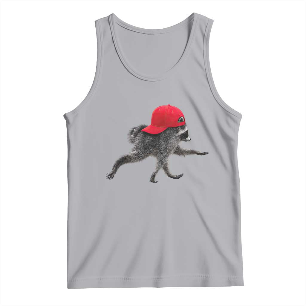 Funny Jimothy Raccoon Wearing Red Cap Graphic Tank Top Viral Seattle Trash Panda Feral Legend
