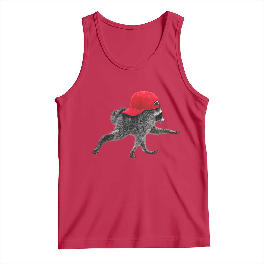 Funny Jimothy Raccoon Wearing Red Cap Graphic Tank Top Viral Seattle Trash Panda Feral Legend
