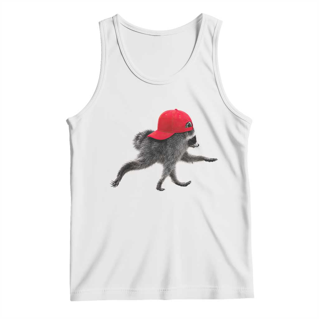 Funny Jimothy Raccoon Wearing Red Cap Graphic Tank Top Viral Seattle Trash Panda Feral Legend