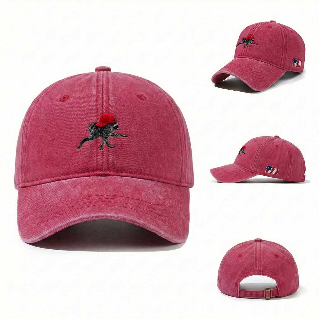 Funny Jimothy Raccoon Wearing Red Cap Graphic Washed Cotton Baseball Cap Viral Seattle Trash Panda Feral Legend