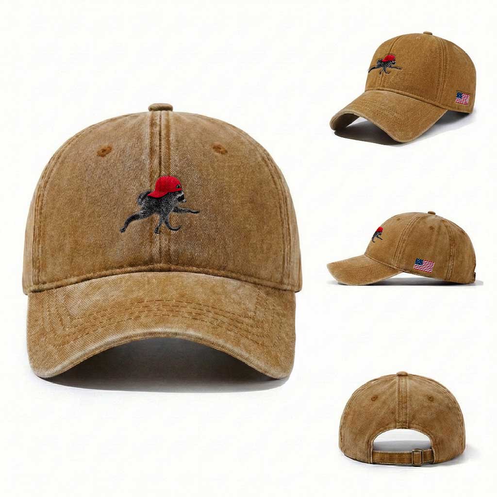 Funny Jimothy Raccoon Wearing Red Cap Graphic Washed Cotton Baseball Cap Viral Seattle Trash Panda Feral Legend