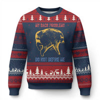 Funny Jimothy Meme Back Pain Humor Ugly Christmas Sweater My Back Problems Do Not Define Me Viral Seattle Raccoon